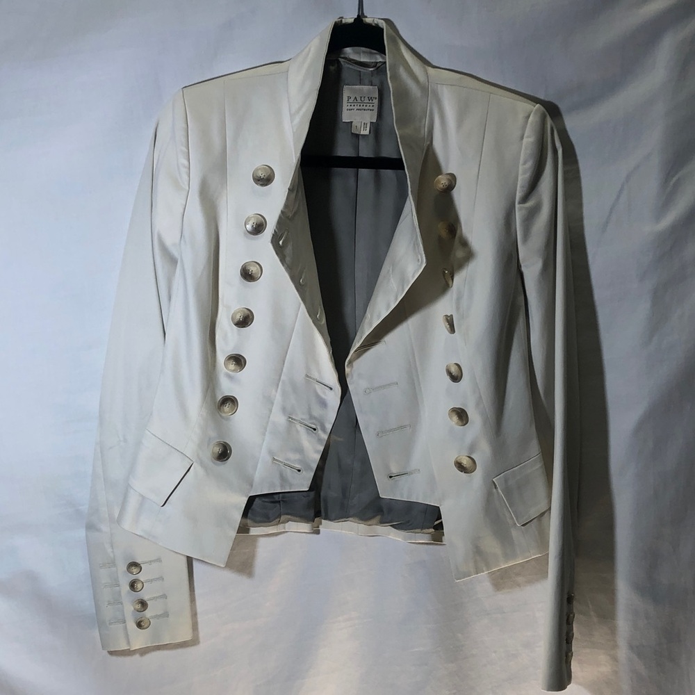 PAUW White Women’s Military-Inspired Double-Breasted Blazer, Size 1